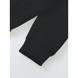 Women'S Plus Size Cat Drawing Print Hoodie, Casual Drawstring Hooded Long Sleeve Kangaroo Pocket Sweatshirt, Women'S Plus Size Clothing