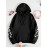 Women's Plus Size Soft Casual Hooded Sweatshirt with Artistic Back Print - Black & White & Bird Design, Kangaroo Pocket, Relaxed Fit, Machine Washable, All-Season Comfort, Ladies Sweatshirts, Decorative Text Design