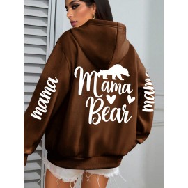 Plus Size - Bear Mom - Hooded Sweatshirt