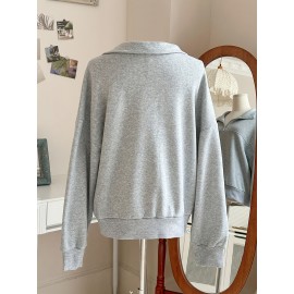 Plus Size, Women's Oversized Full-Zip Sweater - Thick Warm Winter Pullover with Full-Zip Front Closure, Elegant Collar & Machine Washable - Cozy Casual to Formal Sweater for Fall/Winter (Plus Size Available) - Solid Color Sweater for Women - Relaxed Fit with Zipper Detail & Minimalist Design - Perfect for Layering or Standalone Wear, Plus Size Sweaters For Women, Sweater Jacket For Women Plus Size, Ugly Christmas Sweater Plus Size, Plus Size Women Sweaters,