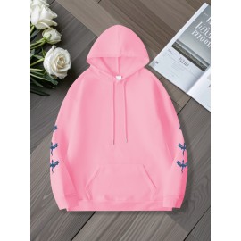 [Dragon Print Hoodie] Plus Size Dragon Print Hoodie - Casual Long Sleeve Pullover with Drawstring, Kangaroo Pocket - 100% Polyester, Slight Stretch, All Season Knit Fabric Hooded Sweatshirt