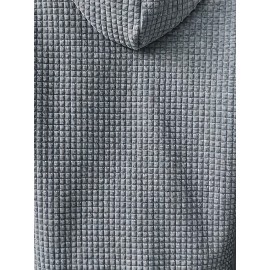 Plus Size, Women's Plus Size Hoodie - Grey Casual Pullover Sweatshirt with Gnome & Sunflower Graphic, Soft Fabric Hooded Sweater for Fall/Winter, Cozy Everyday Women's Clothing