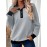 Plus Size - Plus Size Women'S Textured Button-Up Long Sleeve Sweatshirt - Relaxed Fit, Contrast Trim, Medium Stretch, All-Season Casual Pullover with Wide Collar, Machine Washable, Cute Sweatshirts, Versatile Clothing, Chic Style, Mediumstretch Fabric, Durable Clothing