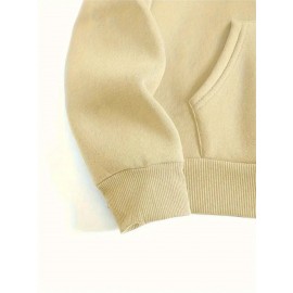 [Floral Print Hoodie] Women's Plus Size Floral Print Hoodie - Cozy Long Sleeve Pullover with Pockets, Soft Casual Wear, Brown with Red Roses and Green Leaves Design, Allseason Hoodie | Stylish Casualwear | Comfortable Fabri