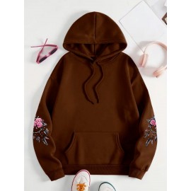 [Pink Oversized Hoodie] Soft Women's Oversized Hoodie | Floral Turtle Graphic Print Long Sleeve Pocket Sweatshirt, Pink All-Season Comfort Fit, Everyday Comfort Wear, Quality Casualwear