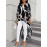 Plus Size, Plus Size Women's Elegant Oversized Asymmetrical Hem Blazer-like Jacket - Black/White/Beige/ Geometric Print Long Sleeve Coat, Machine Washable Loose-Fit Top for Spring/Fall, Casual & Formal Events (No Chest Padding)