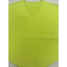 Large Size V-Neck Pocket Irregular Hem Short-Sleeved Top T-Shirt Two-Piece Set