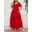 Plus Size, Women's Elegant Casual red dress - - Square Neckline, Flowy A-Line Midi skirt, Easy Everyday & Formal Outfits - - Non-Transparent Smooth Fabric - - Year-Round Wardrobe