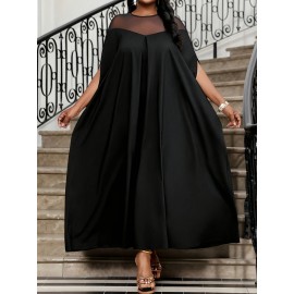 Plus Size - Plus Size, Women'S Elegant Formal Party Dress - Flowy Long Evening Gown with Round Neck, Non-Stretchy Fabric for Weddings, Galas, Business Events - All-Season Formal Attire, Formal Dresses, Wedding Guest Attire, Graceful Silhouette, Sophisticated Craftsmanship, Gala Attire, Stylish Eveningwear, Premium Material, Fashionforward Women