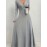 1pc Elegant Plus Size V-Neck Long Sleeve A-Line Dress - Polyester Knit Fabric, Solid Color, Cross Detail, Flared Hem, Pullover Style for Spring/Fall Casual Occasions