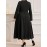 Plus Size - Elegant Plus Size Women'S Solid Color Dress with Front Bow Detail - Comfortable, Breathable, Long Sleeve, Flared Hem, Round Neck, All-Season Wear, Formal Attire|Elegant Dress|Comfortable Fit