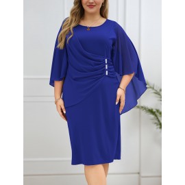 [Plus Size Party Dress] Plus Size, NEM433-Deep Purple Women's Elegant Chiffon Plus Size Party Dress