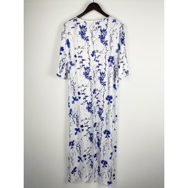 Women's Short Sleeve V Neck Floral Print Dress