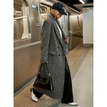 Plus Size - Plus Size, Women'S Plus Size Elegant Long Coat - Non-Stretchy Structured Jacket, Button Front Closure, Office & Formal Events - Spring/fall Outerwear - Women'S Professional & Everyday Outerwear, Spring Fashion