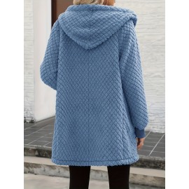 Women's Oversized Fleece Jacket with Hood & Pockets - Thick Winter Coat, Fuzzy Zip-Up Outerwear, Machine Washable, Cozy for all body Types (Fall/Winter) - Elegant Special Line Collection