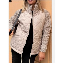 Plus Size Women's Thick Winter Cardigan Jacket - Zippered Collar Coat with Full-Zip Front, Stand Collar & Long Sleeves, Machine Washable Outerwear for Fall/Winter, Brown Trench Coat (Casual & Professional) - No Bulk Under Jacket