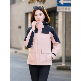 3-in-1 Winter Jacket - Detachable Hood, Casual Fit, Color Block Design with Zip Pockets for Men & Women