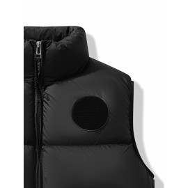 Plus Size Zip Front Vest Jacket, Casual Sleeveless Hooded Jacket with Pockets for Fall & Winter, Women's Plus Size Clothing