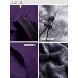 Women's Plus Size Ski Jacket Winter Outdoor Windproof Waterproof Soft Shell Jacket Detachable Snow Cap 5 Pocket Warm Fleece Lining Thickened Thermal Coat Outdoor Sports Ski Snowboard Hiking Camping Mountaineering Large Size Jacket