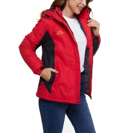 Women's Plus Size Ski Jacket Winter Outdoor Windproof Waterproof Soft Shell Jacket Detachable Snow Cap 5 Pocket Warm Fleece Lining Thickened Thermal Coat Outdoor Sports Ski Snowboard Hiking Camping Mountaineering Large Size Jacket