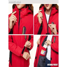 Women's Plus Size Ski Jacket Winter Outdoor Windproof Waterproof Soft Shell Jacket Detachable Snow Cap 5 Pocket Warm Fleece Lining Thickened Thermal Coat Outdoor Sports Ski Snowboard Hiking Camping Mountaineering Large Size Jacket