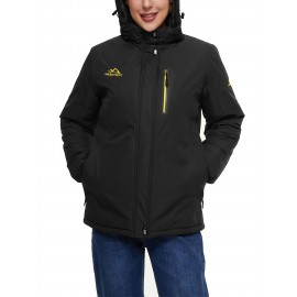 Women's Plus Size Ski Jacket Winter Outdoor Windproof Waterproof Soft Shell Jacket Detachable Snow Cap 5 Pocket Warm Fleece Lining Thickened Thermal Coat Outdoor Sports Ski Snowboard Hiking Camping Mountaineering Large Size Jacket
