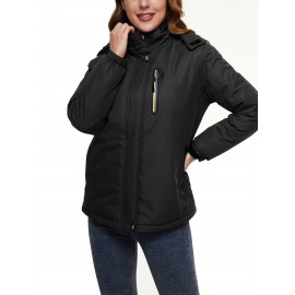 Women's Plus Size Ski Jacket Winter Outdoor Windproof Waterproof Soft Shell Jacket Detachable Snow Cap 5 Pocket Warm Fleece Lining Thickened Thermal Coat Outdoor Sports Ski Snowboard Hiking Camping Mountaineering Large Size Jacket