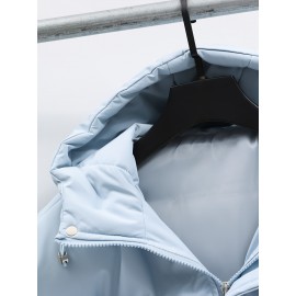 1pc Elegant Women'S Polyester Jacket - Solid Color Crew Neck Long Sleeve with Pockets for Fall/Winter Outdoor Sports and Casual Warmth