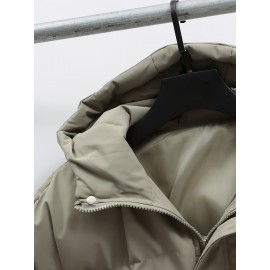 1pc Elegant Women'S Polyester Jacket - Solid Color Crew Neck Long Sleeve with Pockets for Fall/Winter Outdoor Sports and Casual Warmth