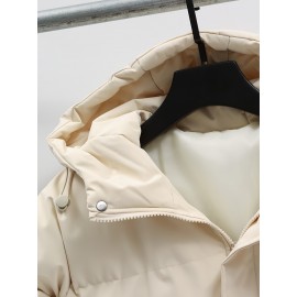 1pc Elegant Women'S Polyester Jacket - Solid Color Crew Neck Long Sleeve with Pockets for Fall/Winter Outdoor Sports and Casual Warmth