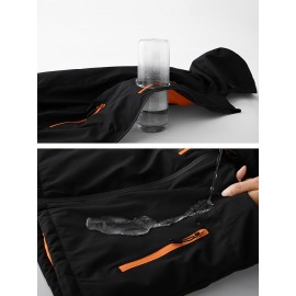 1pc Women'S Windproof Water-Resistant Breathable Casual Outdoor Sports Jacket, 100% Polyester Hooded Thickened Climbing Coat, Long Sleeve Winter Sports Apparel with Zipper and Alphabet Pattern