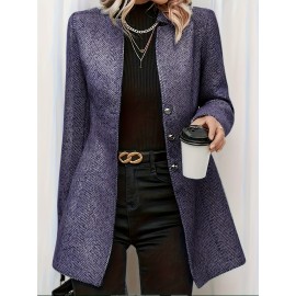 Women'S Plus Size Casual Chic Long Sleeve Blazer - Lightweight Non-Stretch Fabric, Button Front, Lapel Collar, Solid Color, Spring/Fall Fashion Jacket, Spring Outerwear | Buttonfront Jacket | Structured Design